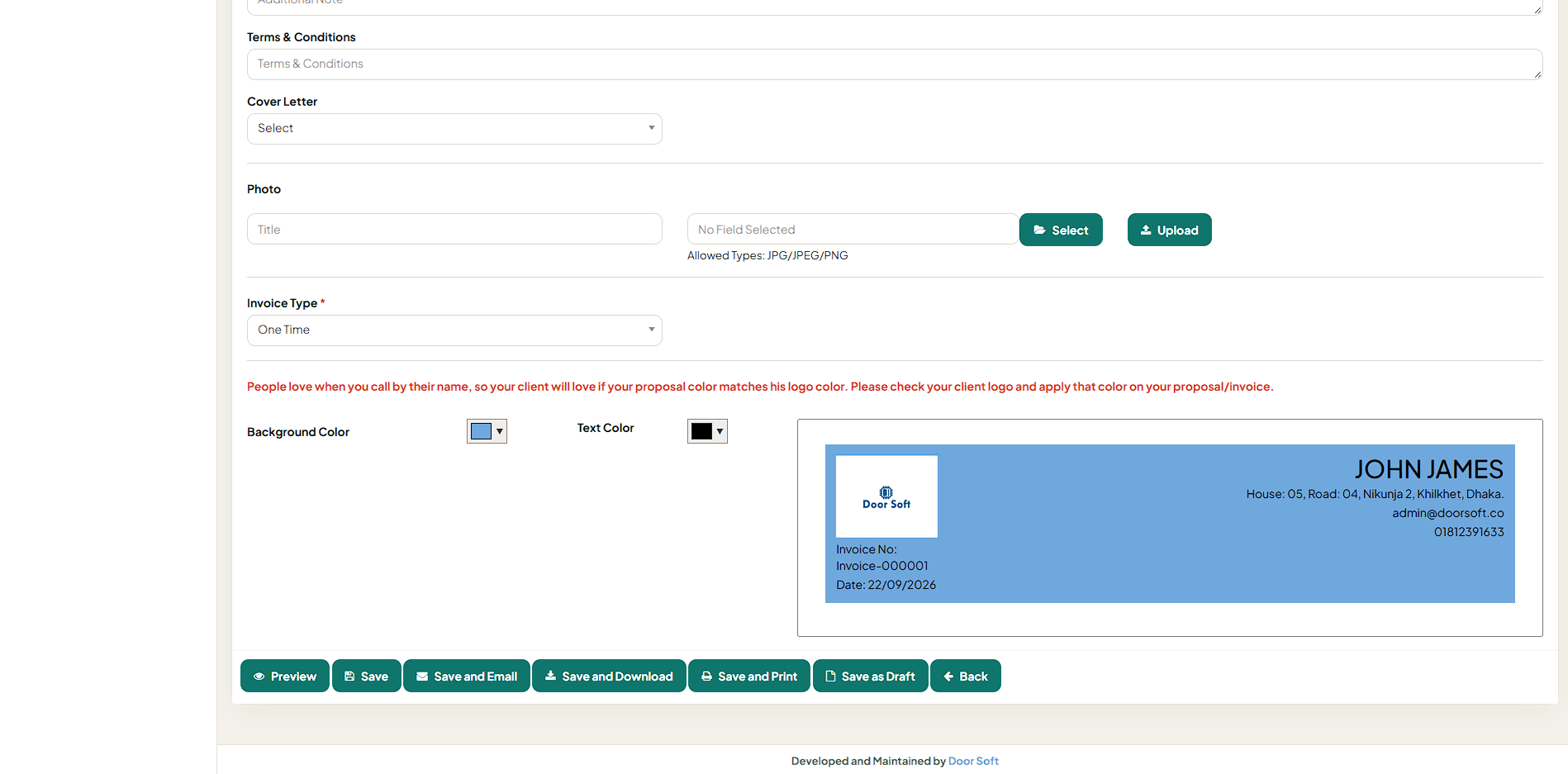 Your brand on every PDF and email